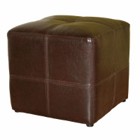 Baxton Studio Bonded Leather Square Ottoman Dark Brown ST-19-Dark Brown